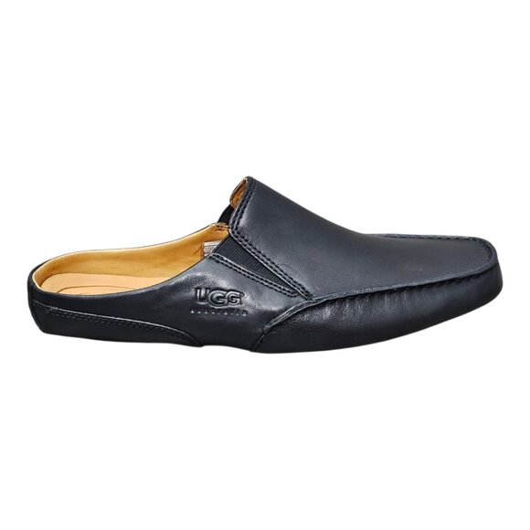 UGG Australia Leather Slip-on Mule Black Cushion Driving Slipper Shoe - Picture 4 of 15